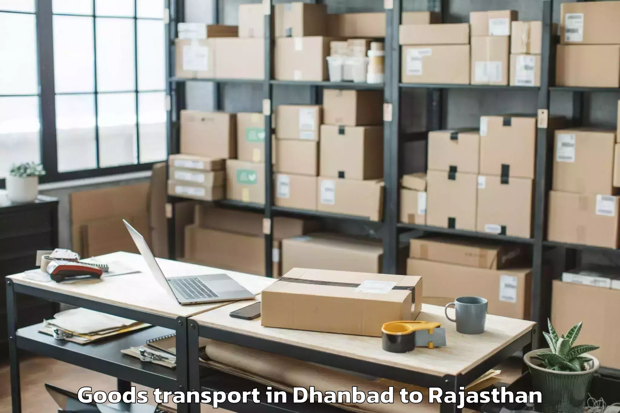 Get Dhanbad to Reengus Goods Transport